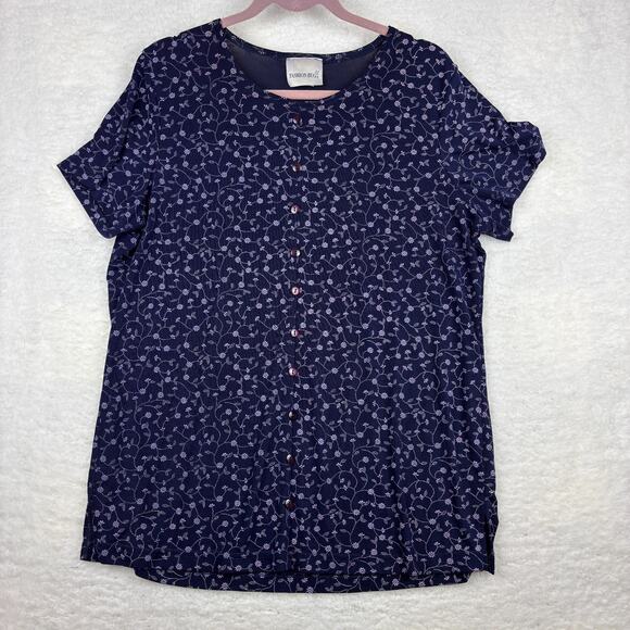 Fashion Bug Vintage Floral Blouse | Women’s XL | Blue Button Front Top - Picture 14 of 14